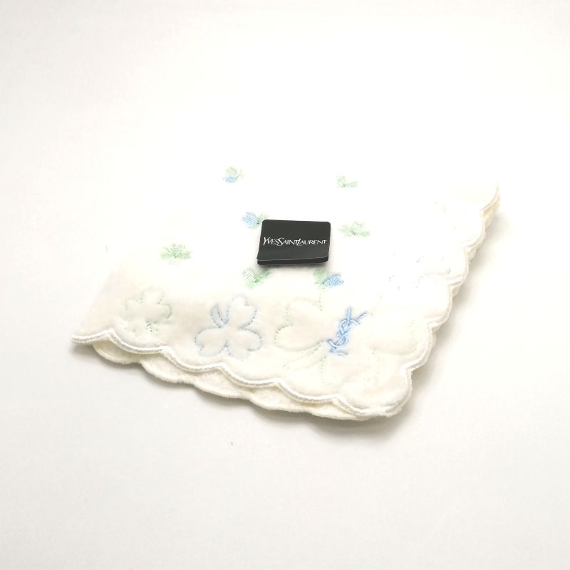Cotton - お買い物マラソン♪全品P10倍メール便対応OK【売れ筋】【未使用ハンカチ】YVESSAINTLAURENTイヴサンローランタオルハンカチ【ホワイト系】