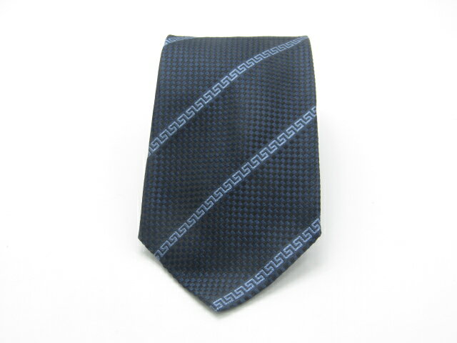 Rakuten - 月末も当店でお買物でお買い物♪P10倍【中古ネクタイ】メール便対応OKVERSACE 　V2ヴェルサーチネクタイ【ストライプ・レジメンタル系】【ブラック系】【ランクAB】【ネクタイ中古】