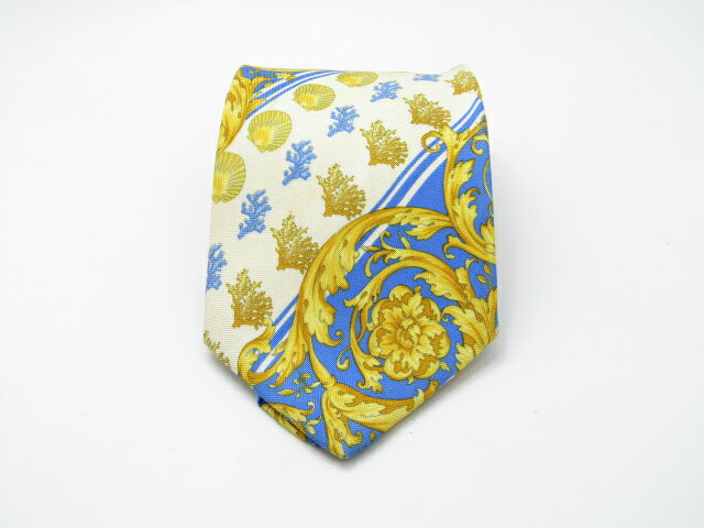 Rakuten - 月末も当店でお買物でお買い物♪P10倍【売れ筋】【値下げ】【中古ネクタイ】メール便対応OKVERSACEヴェルサーチネクタイ【ストライプ・レジメンタル系】【ベージュ系】【ランクB】【ネクタイ中古】