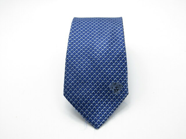 Rakuten - 当店でのお買物でSPUトータルP10倍～♪【売れ筋】【大処分】【中古ネクタイ】メール便対応OKVERSACEヴェルサーチネクタイ【パターン・規則柄系】【ネイビー系】【ランクB】【ネクタイ中古】