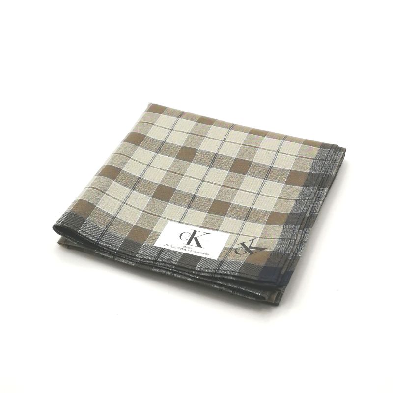月末も当店でお買い物♪P10倍メール便対応OK【売れ筋】【大処分】【未使用ハンカチ】CalvinKleinカルバンクラインハンカチ【カーキ系】