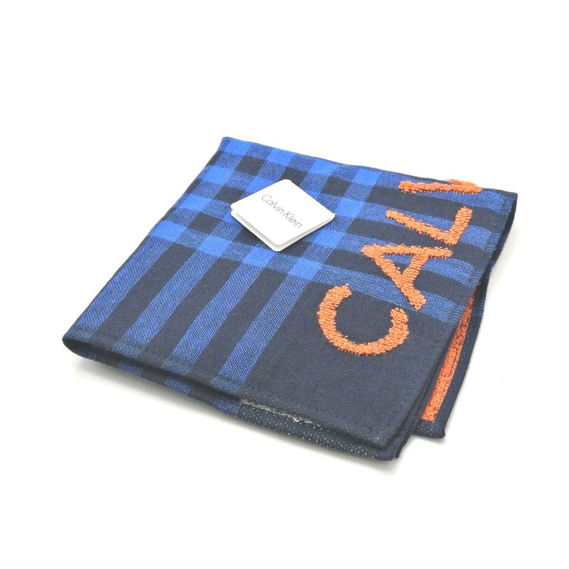 お買物マラソン♪全品P10倍メール便対応OK【売れ筋】【大処分】【未使用ハンカチ】CalvinKleinカルバンクラインタオルハンカチ【ネイビー系】