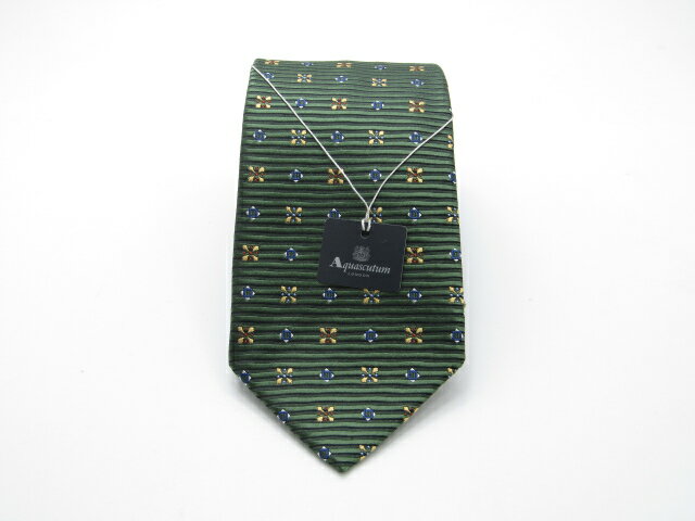 Rakuten - お買物マラソン♪全品P10倍【中古ネクタイ】【未使用タグ付】メール便対応OKAQUASCUTUMアクアスキュータムネクタイ【パターン・規則柄系】【グリーン系】【ランクN】【ネクタイ中古】