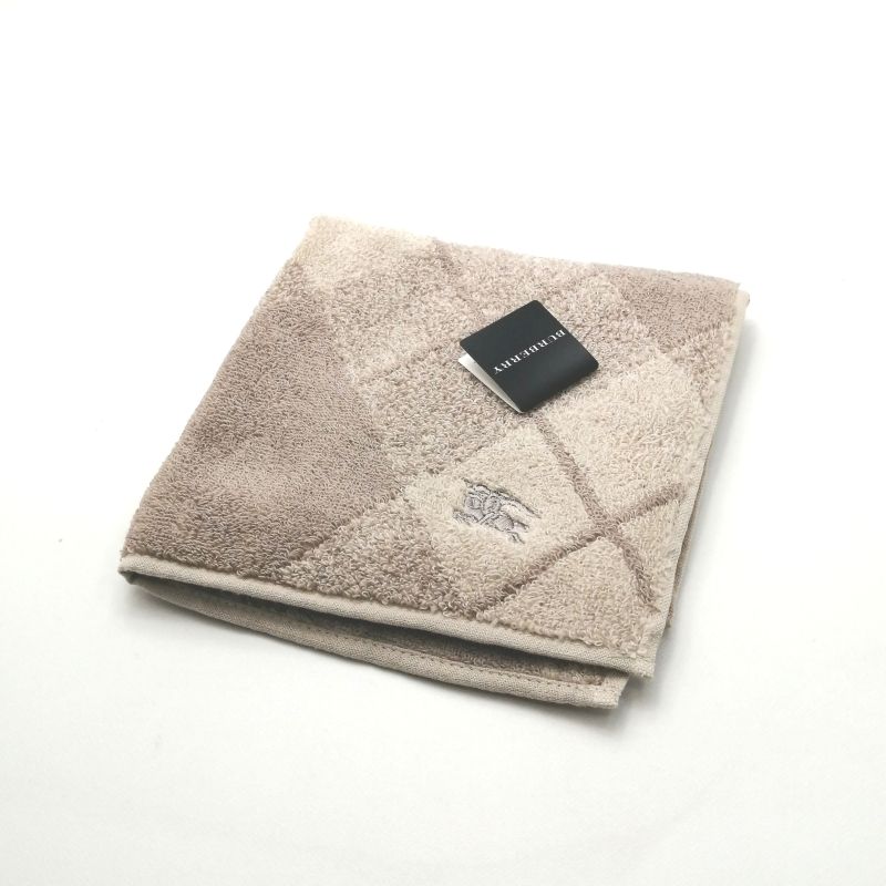 お買い物マラソン♪全品P10倍メール便対応OK【売れ筋】【未使用ハンカチ】BURBERRYバーバリータオルハンカチ【グレージュ系】