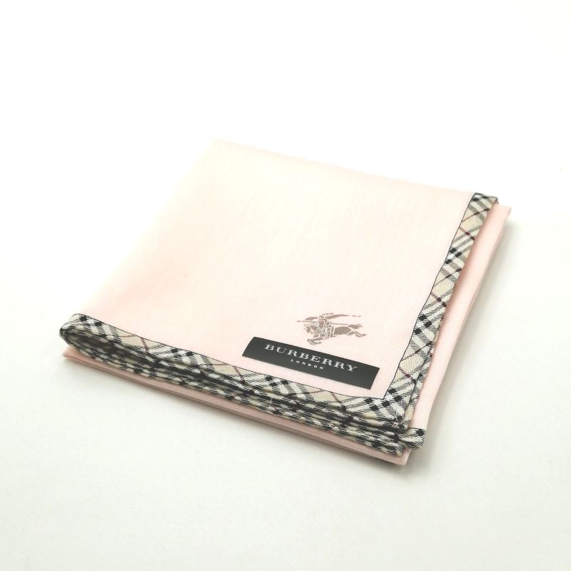 お買い物マラソン♪全品P10倍メール便対応OK【売れ筋】【未使用ハンカチ】BURBERRYバーバリーハンカチ【ピンク系】