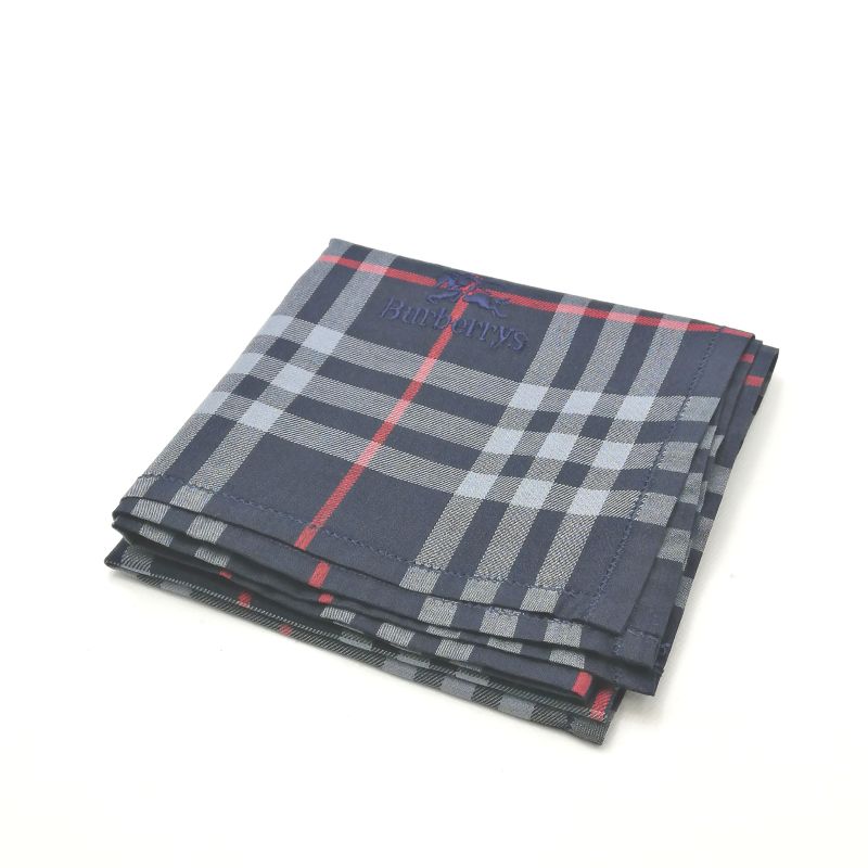 お買い物マラソン♪全品P10倍メール便対応OK【売れ筋】【訳アリ】【未使用ハンカチ】burberrysバーバリーズハンカチ【ネイビー系】