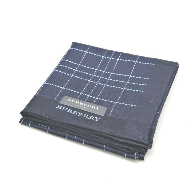 お買い物マラソン♪全品P10倍メール便対応OK【売れ筋】【未使用ハンカチ】BURBERRYバーバリーハンカチ【ネイビー系】
