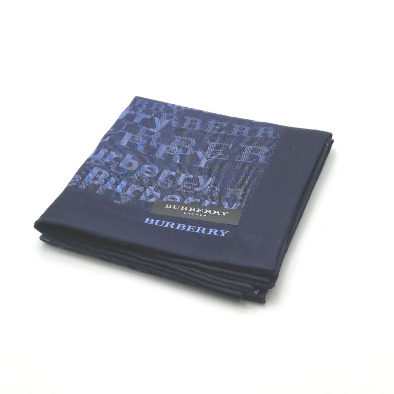 お買い物マラソン♪全品P10倍メール便対応OK【売れ筋】【未使用ハンカチ】BURBERRYバーバリーハンカチ【ネイビー系】