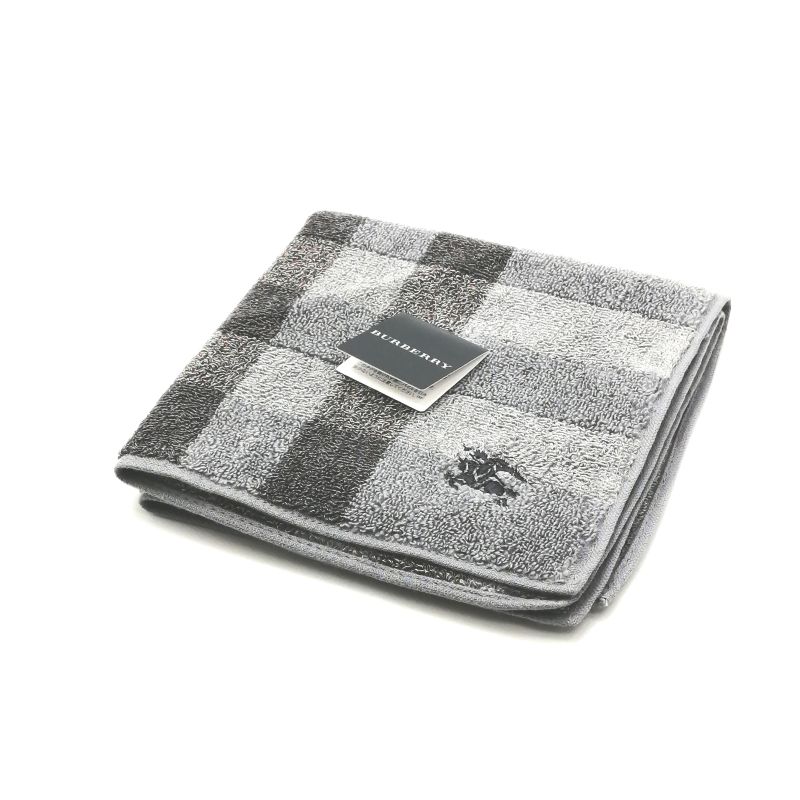 お買い物マラソン♪全品P10倍メール便対応OK【売れ筋】【未使用ハンカチ】BURBERRYバーバリータオルハンカチ【グレー系】