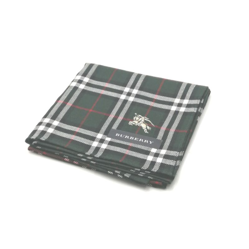 お買い物マラソン♪全品P10倍メール便対応OK【売れ筋】【未使用ハンカチ】BURBERRYバーバリーハンカチ【グリーン系】