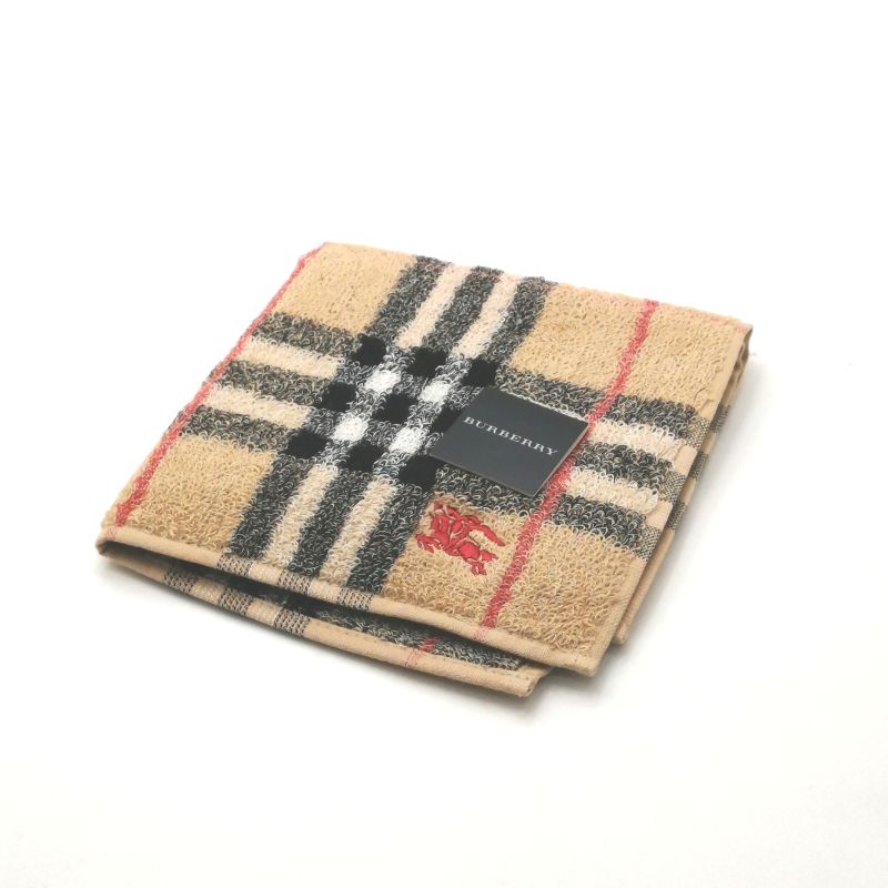 お買い物マラソン♪全品P10倍メール便対応OK【売れ筋】【未使用ハンカチ】BURBERRYバーバリータオルハンカチ【ブラウン系】