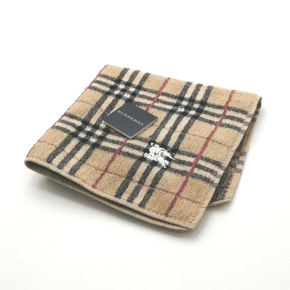 月初も当店でお買い物♪全品P10倍メール便対応OK【売れ筋】【限定1枚】【未使用ハンカチ】BURBERRYバーバリータオルハンカチ【ブラウン系】のサムネイル