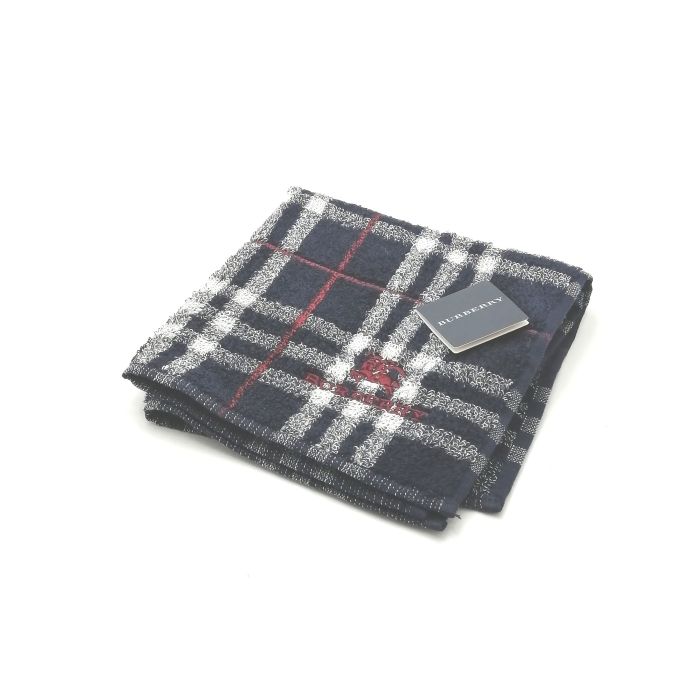 月末も当店でお買物♪全品P10倍メール便対応OK【売れ筋】【未使用ハンカチ】BURBERRYバーバリータオルハンカチ【ネイビー系】