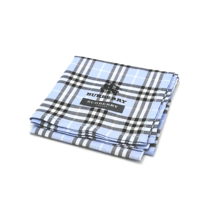 Rakuten - お買い物マラソン♪全品P10倍メール便対応OK【売れ筋】【未使用ハンカチ】BURBERRYバーバリーハンカチ【ブルー系】