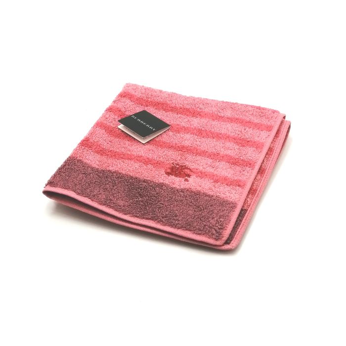 当店でのお買物でSPUトータルP10倍～メール便対応OK【売れ筋】【未使用ハンカチ】BURBERRYバーバリータオルハンカチ【ピンク系】