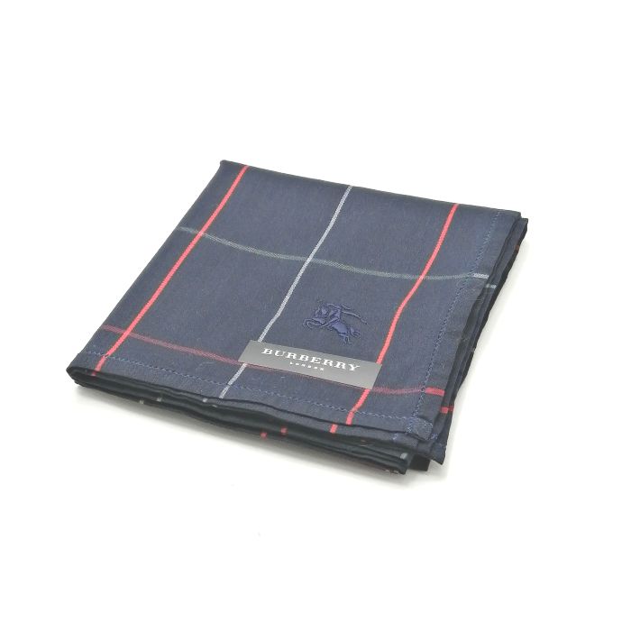 ♪全品P10倍メール便対応OK 売れ筋 未使用ハンカチ BURBERRYバーバリーハンカチ ネイビー系 re-st-10031292 服飾雑貨 リスト パッケージ画像