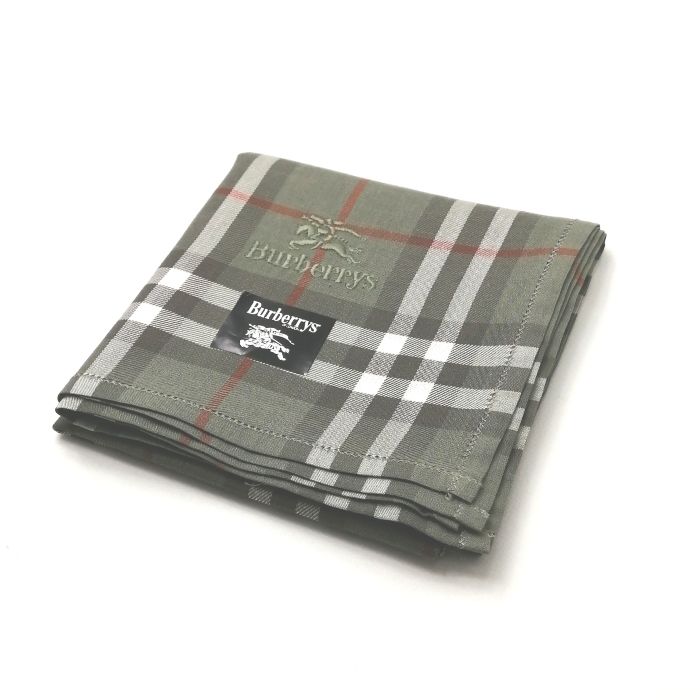 ワンダフルデー♪全品P10倍メール便対応OK【売れ筋】【未使用ハンカチ】burberrysバーバリーズハンカチ【グリーン系】