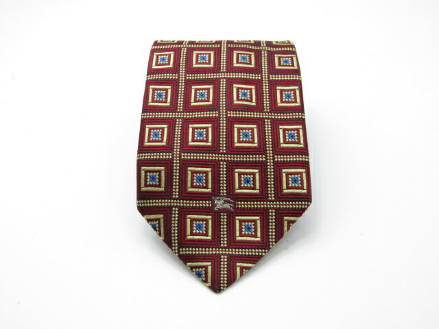 当店でのお買物でSPUトータルP10倍～♪【売れ筋】【中古ネクタイ】メール便対応OKburberrysバーバリーズネクタイ【パターン・規則柄系】【レッド系】【ランクA】【ネクタイ中古】