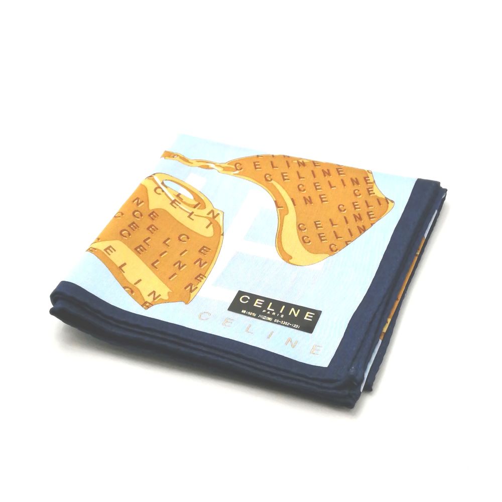 月末も当店でお買い物♪全品P10倍メール便対応OK【売れ筋】　【未使用ハンカチ】CELINEセリーヌハンカチ【ブルー系】