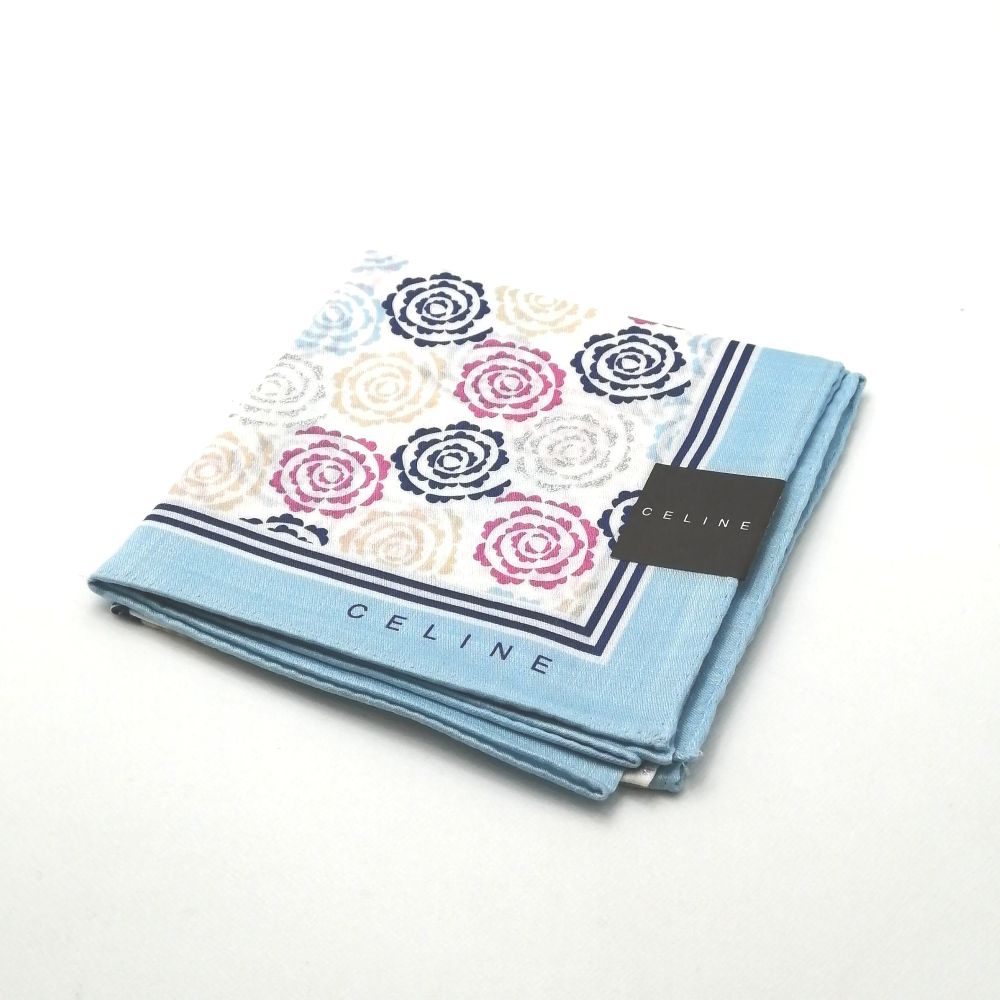 月末も当店でお買い物♪全品P10倍メール便対応OK【売れ筋】　【未使用ハンカチ】CELINEセリーヌハンカチ【ホワイト系】