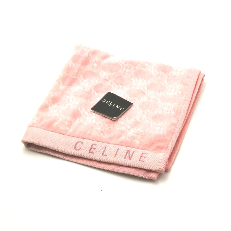 月末も当店でお買い物♪全品P10倍メール便対応OK【売れ筋】【訳アリ】　【未使用ハンカチ】CELINEセリーヌタオルハンカチ【ピンク系】