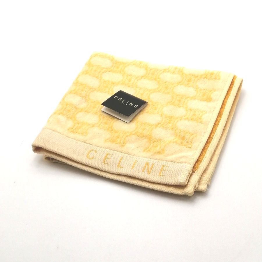 月末も当店でお買い物♪全品P10倍メール便対応OK【売れ筋】【未使用ハンカチ】CELINEセリーヌタオルハンカチ【イエロー系】