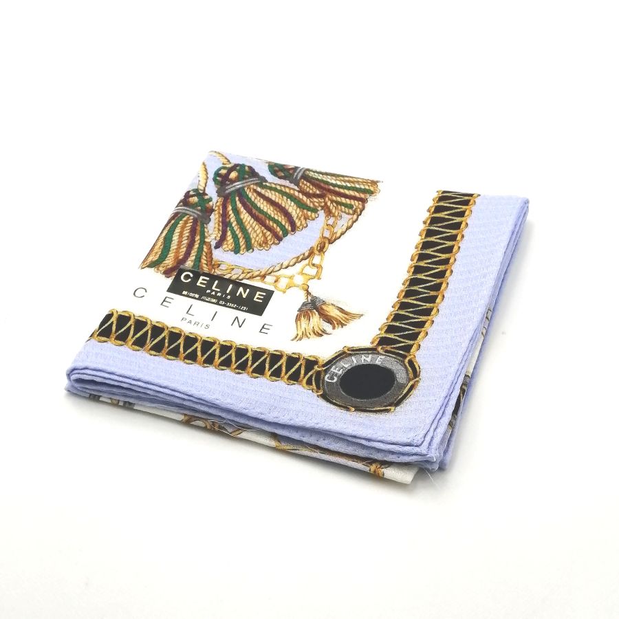 月末も当店でお買い物♪全品P10倍メール便対応OK【売れ筋】　【未使用ハンカチ】CELINEセリーヌハンカチ【ブルー系】
