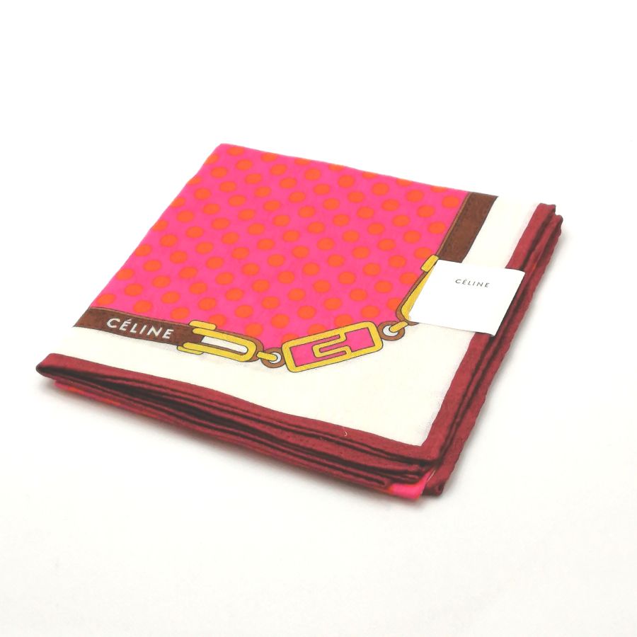 月末も当店でお買い物♪全品P10倍メール便対応OK【売れ筋】　【未使用ハンカチ】CELINEセリーヌハンカチ【ピンク系】