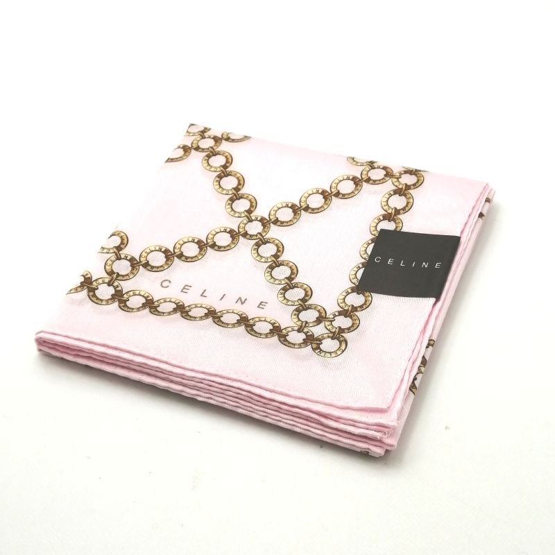 お買い物マラソン♪全品P10倍メール便対応OK【売れ筋】【未使用ハンカチ】CELINEセリーヌハンカチ【ピンク系】