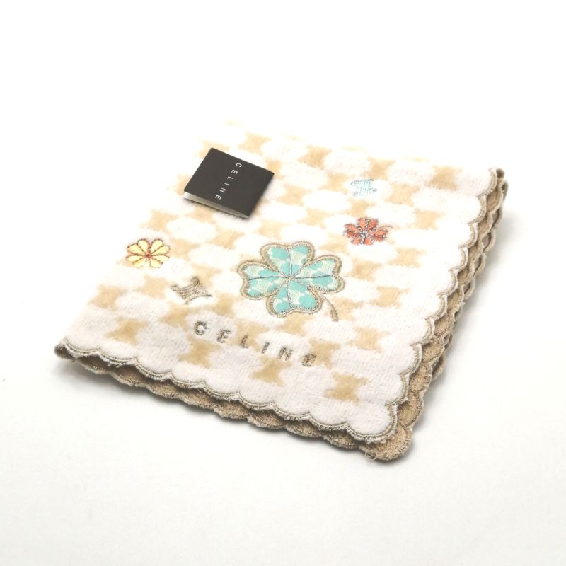 お買い物マラソン♪全品P10倍メール便対応OK【売れ筋】【未使用ハンカチ】CELINEセリーヌタオルハンカチ【ベージュ系】
