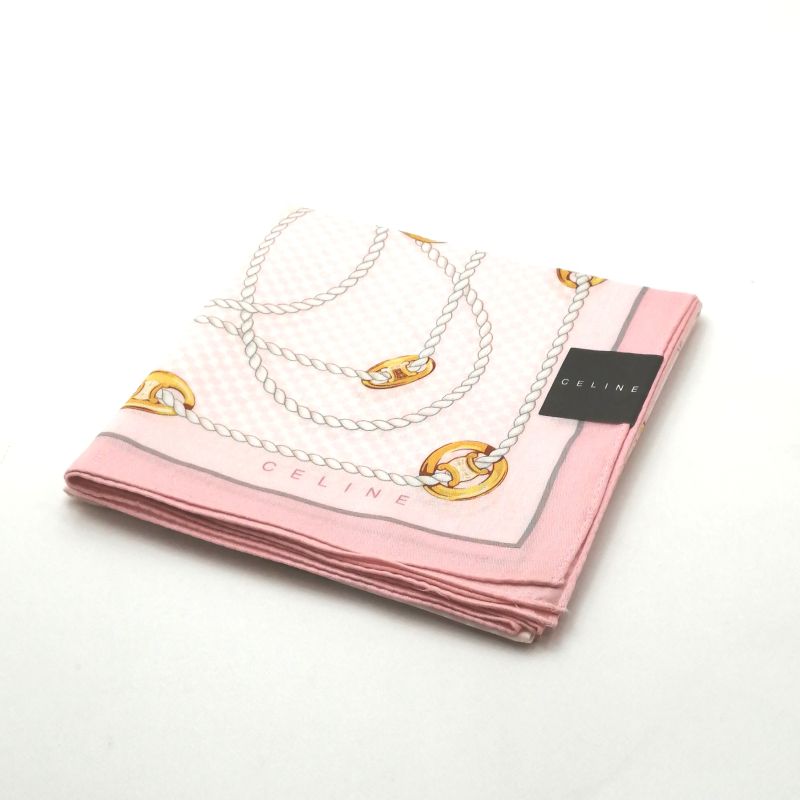 お買い物マラソン♪全品P10倍メール便対応OK【売れ筋】【未使用ハンカチ】CELINEセリーヌハンカチ【ピンク系】