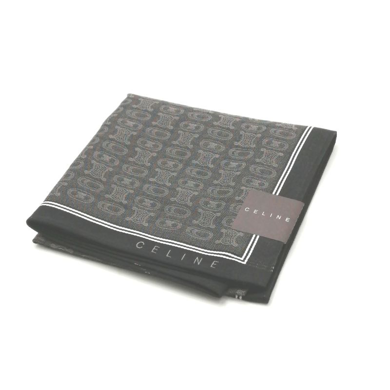 お買い物マラソン♪全品P10倍メール便対応OK【売れ筋】　【未使用ハンカチ】CELINEセリーヌハンカチ【グレー系】