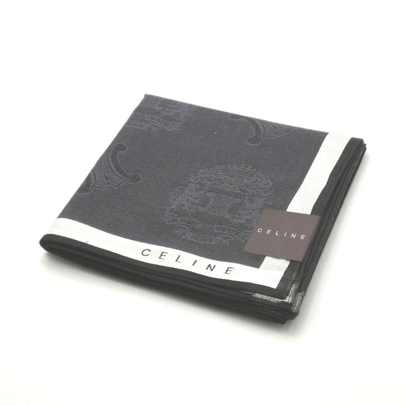 お買い物マラソン♪全品P10倍メール便対応OK【売れ筋】　【未使用ハンカチ】CELINEセリーヌハンカチ【グレー系】