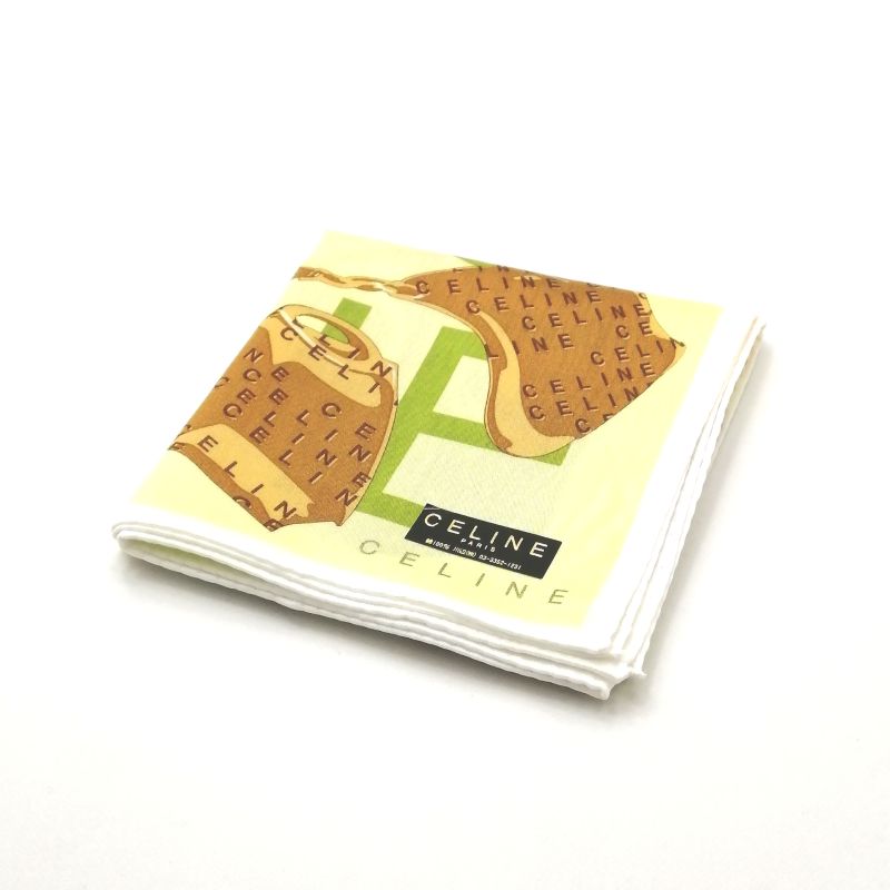 お買い物マラソン♪全品P10倍メール便対応OK【売れ筋】【未使用ハンカチ】CELINEセリーヌハンカチ【グリーン系】