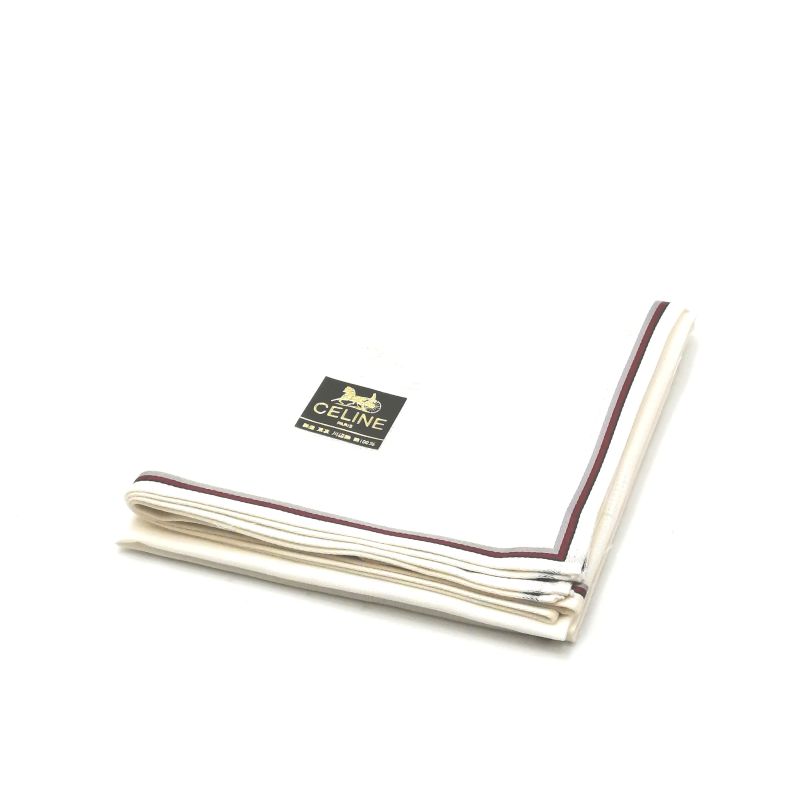 お買い物マラソン♪全品P10倍メール便対応OK【売れ筋】【限定1枚】　【未使用ハンカチ】CELINEセリーヌハンカチ【オフホワイト系】