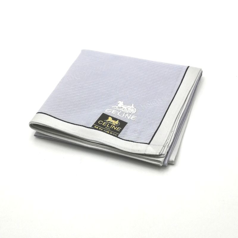 お買い物マラソン♪全品P10倍メール便対応OK【売れ筋】【限定1枚】　【未使用ハンカチ】CELINEセリーヌハンカチ【ブルーグレー系】