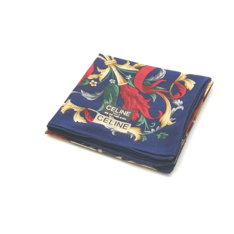お買物マラソン♪全品P10倍メール便対応OK【売れ筋】【未使用ハンカチ】CELINEセリーヌハンカチ【ネイビー系】