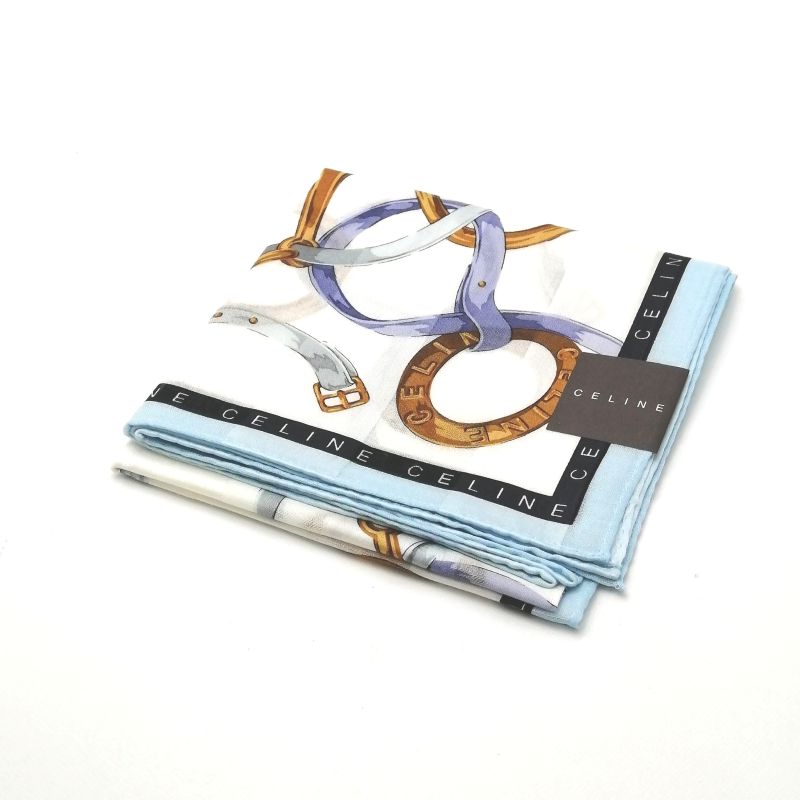 スーパーセール♪全品P10倍メール便対応OK【売れ筋】【未使用ハンカチ】CELINEセリーヌハンカチ【ホワイト系】