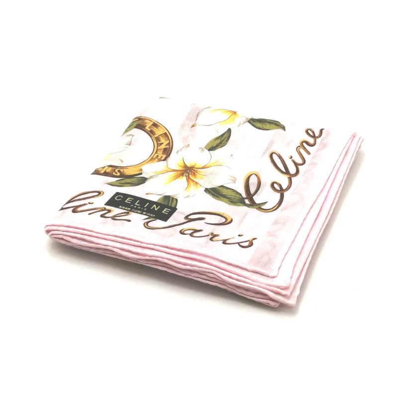 お買物マラソン♪全品P10倍メール便対応OK【売れ筋】【未使用ハンカチ】CELINEセリーヌハンカチ【ピンク系】