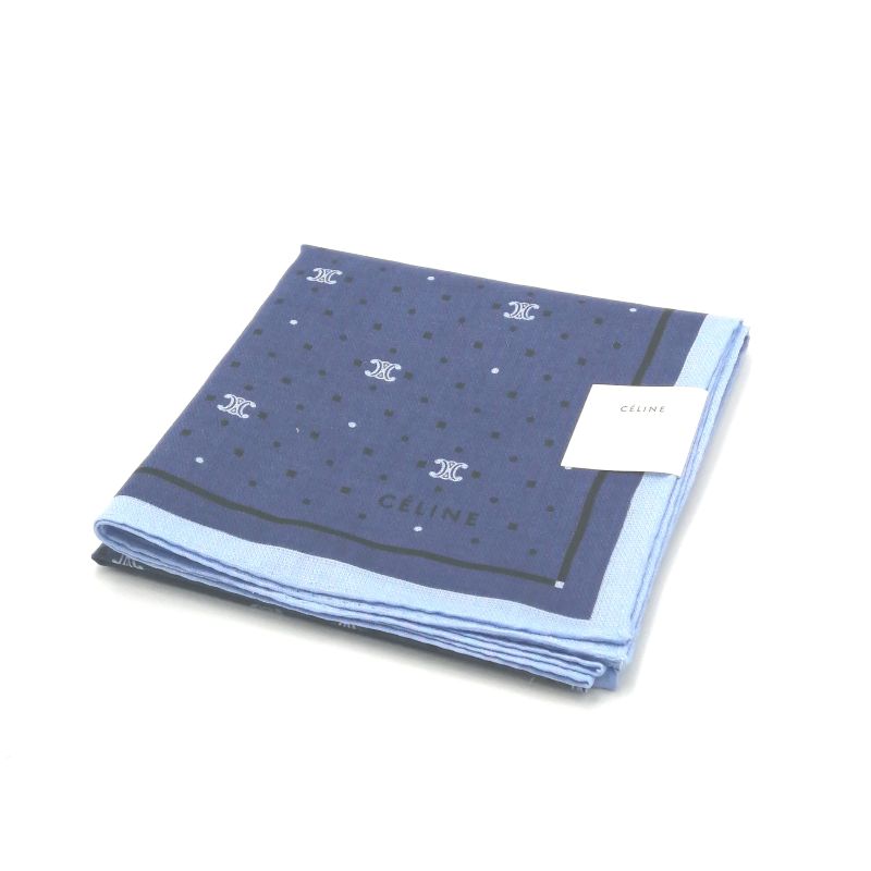 お買物マラソン♪全品P10倍メール便対応OK【売れ筋】【未使用ハンカチ】CELINEセリーヌハンカチ【ネイビー系】