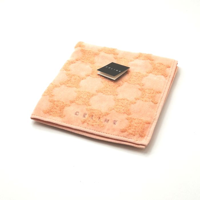 当店でのお買物でSPUトータルP10倍～メール便対応OK【売れ筋】【未使用ハンカチ】CELINEセリーヌタオルハンカチ【オレンジ系】