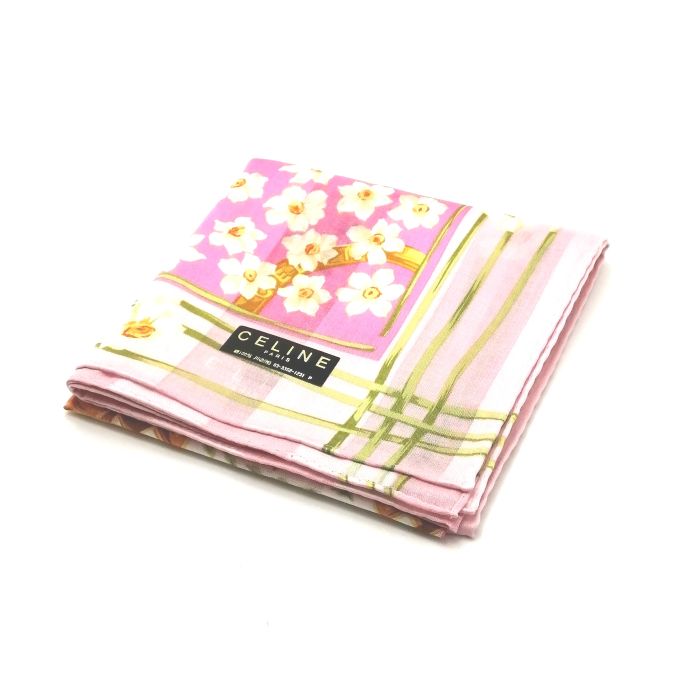 Sセール後夜祭♪全品P10倍メール便対応OK【売れ筋】【未使用ハンカチ】CELINEセリーヌハンカチ【ピンク系】