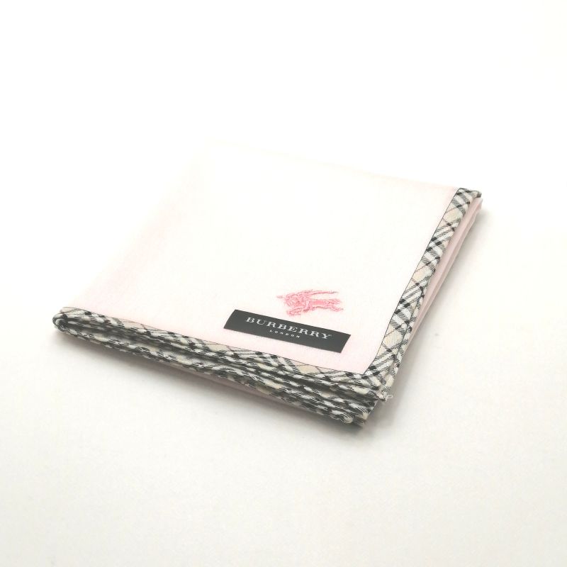 Rakuten - お買物マラソン♪全品P10倍メール便対応OK【売れ筋】【未使用ハンカチ】BURBERRYバーバリーハンカチ【ピンク系】