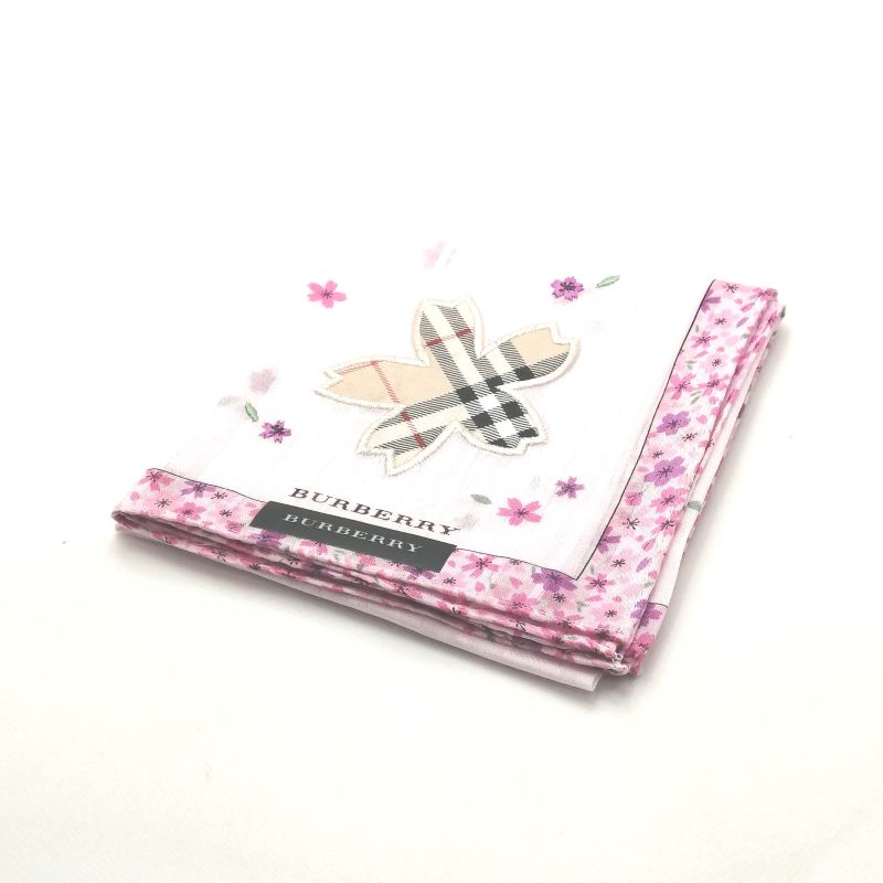 Rakuten - 月末も当店でお買物でお買い物♪P10倍メール便対応OK【売れ筋】【未使用ハンカチ】BURBERRYバーバリーハンカチ【ピンク系】