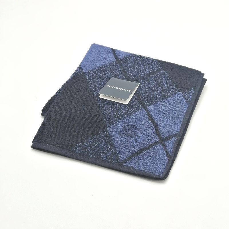 月初も当店でお買物♪P10倍メール便対応OK【売れ筋】【未使用ハンカチ】BURBERRYバーバリータオルハンカチ【ネイビー系】