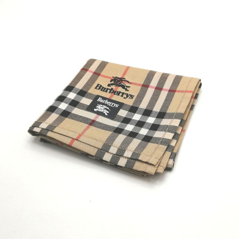 Cotton - 今週もやります♪全品P10倍メール便対応OK【売れ筋】【限定1】【未使用ハンカチ】burberrysバーバリーズハンカチ【ブラウン系】