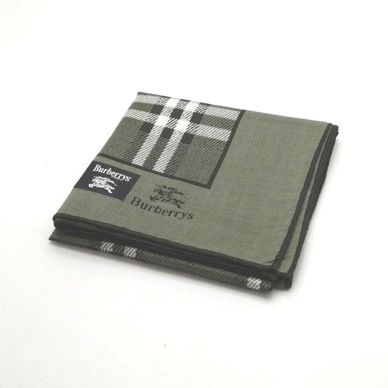 月初も当店でお買物♪P10倍メール便対応OK【売れ筋】【現品限り】【未使用ハンカチ】burberrysバーバリーズハンカチ【グリーン系】