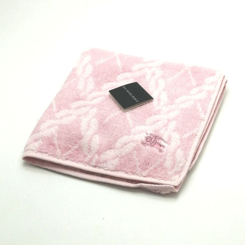 月初も当店でお買物♪P10倍メール便対応OK【売れ筋】【限定1枚】【未使用ハンカチ】BURBERRYバーバリータオルハンカチ【ピンク系】