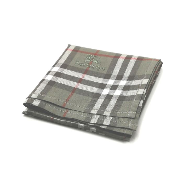 スーパーセール♪全品P10倍メール便対応OK【売れ筋】【未使用ハンカチ】burberrysバーバリーズハンカチ【グリーン系】