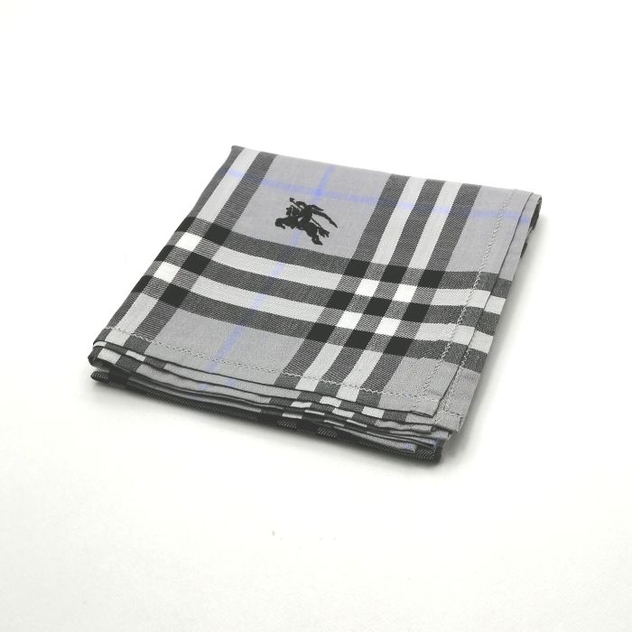 スーパーセール♪全品P10倍メール便対応OK【売れ筋】【限定1】【未使用ハンカチ】BURBERRYバーバリーハンカチ【ブルーグレー系】
